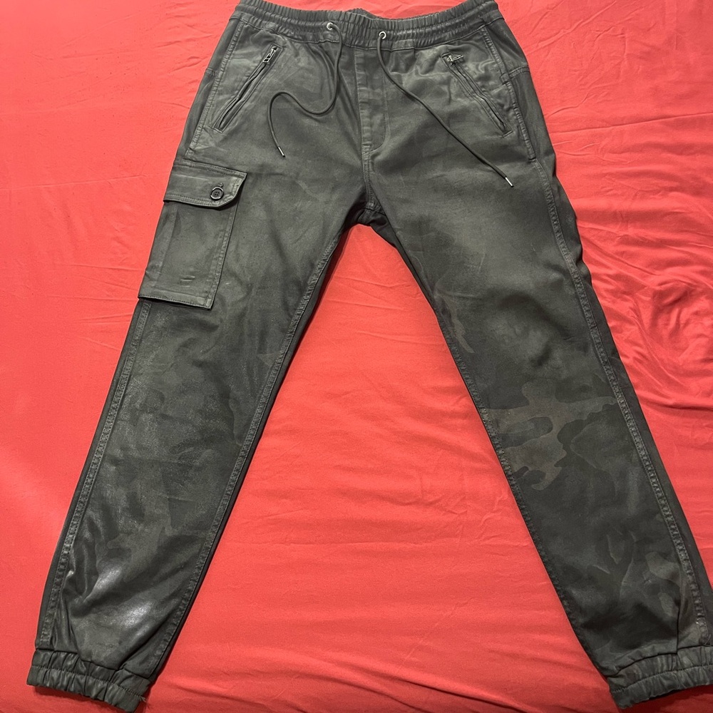 Joes jeans waxed coated camo cargo joggers